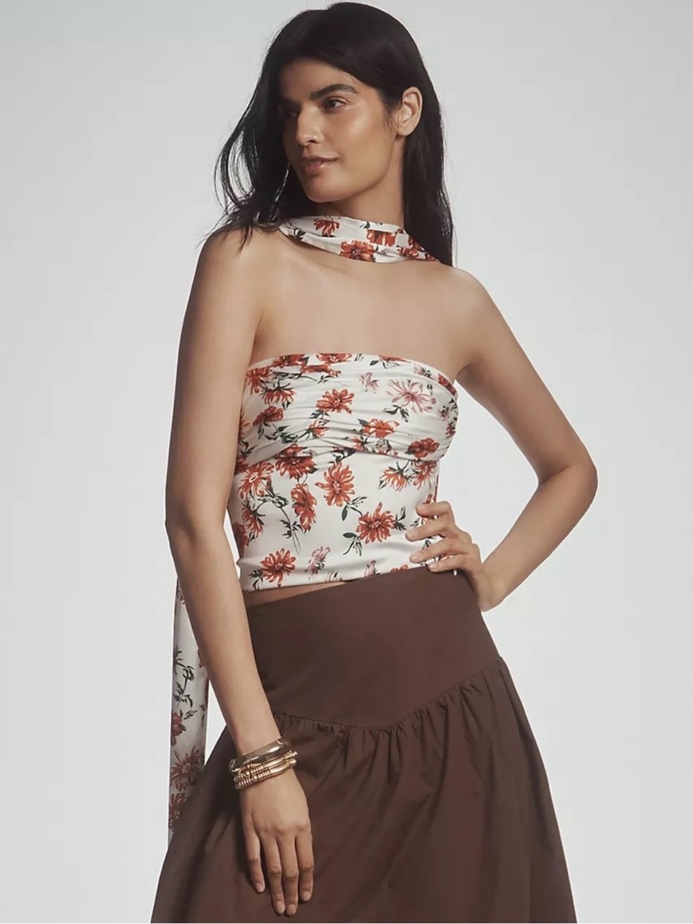 Anthropologie Strapless top with scarf
